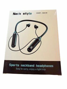 BNIB Sports Neckband Wireless Headphones - LED Power Display - Black